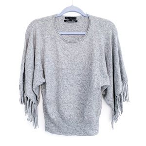 Funsport Cashmere Blend Gray Fringe Sweater
